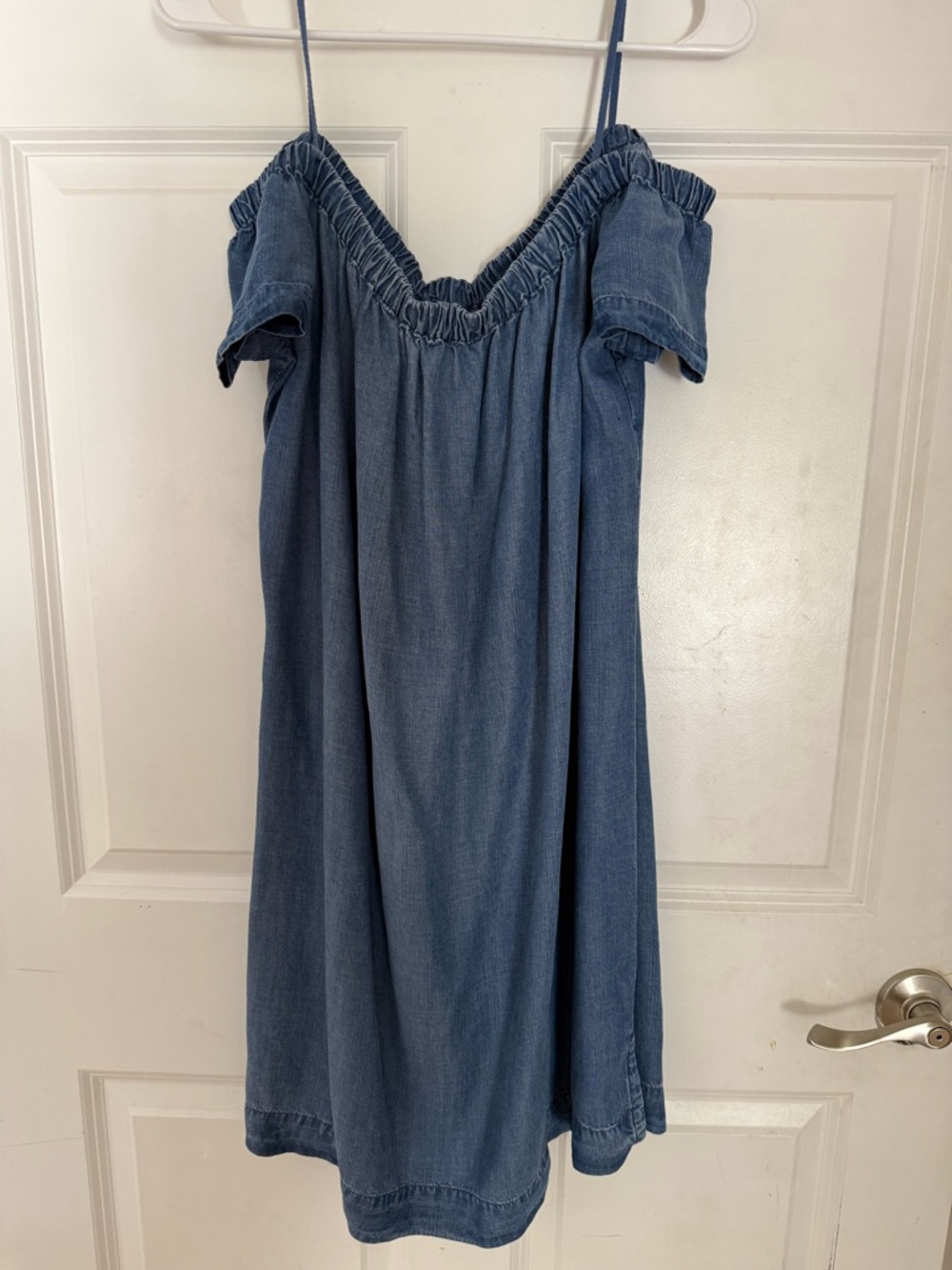 cloth & stone Blue Off-Shoulder Denim Mini Dress